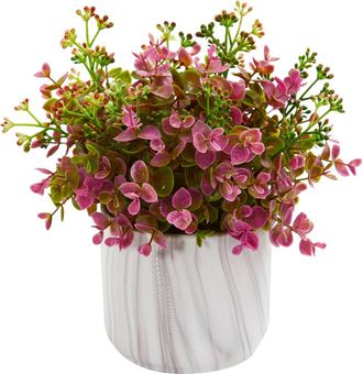 Nearly Natural Eucalyptus Artificial Plant in Marble Finished Vase in Purple at Nordstrom