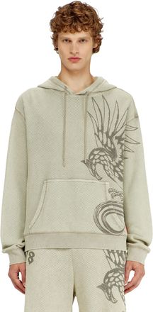 Diesel Hoodie in textured cotton mesh - Sweaters - Man - Beige