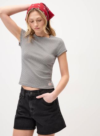Levi's Womens Fitted gingham T-shirt