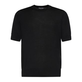 Dolce & Gabbana T-Shirts, male, Black, Size: 2XL Crew Neck T-Shirt