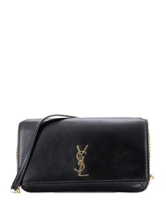 Saint Laurent Classic Monogram Phone Holder Shoulder Bag Leather crossbody bag - women - Calf Leather - One Size - Black