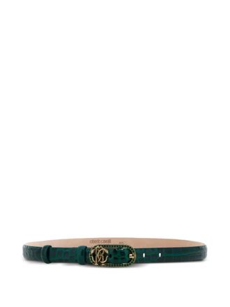 Roberto Cavalli logo embellished belt - women - Bos Taurus - 75 - Green