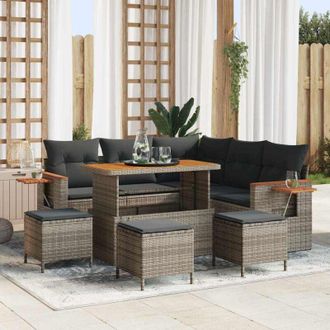 vidaXL Conjunto De Sof&aacute; De Jard&iacute;n 9 Pcs Gris 110 X 55 X 71 Cm Vidaxl