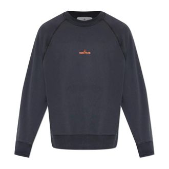Stone Island Logo Sweatshirt - Heren - Sweatshirts - Blauw - L - Katoen - Hoodies & sweatvesten
