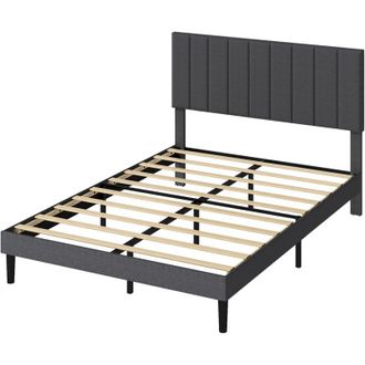Levede Levede King Bed Frame Linen Fabric Upholstered Soft Foam Headboard Wooden Slat