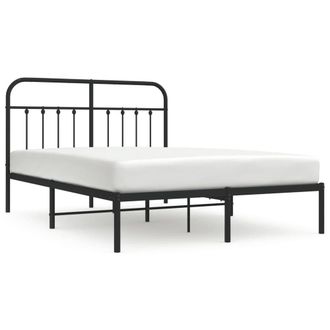 Berkfield Home Metal Bed Frame with Headboard Black 140x190 cm