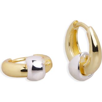 Argento Vivo Two Tone Interlock Huggie Hoop Earrings at Nordstrom