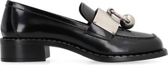 Prada Womens Brushed Leather Loafers Black Calfskin