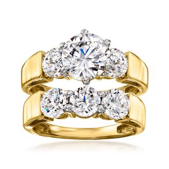 Ross-Simons CZ Jewelry Set: 2 Rings in 18kt Gold Over Sterling