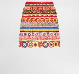 Dolce & Gabbana Short Cotton Skirt With Embroidery - Woman Skirts Multicolor 38