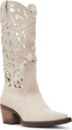 Steve Madden Albany Cutout Western Boot in Bone Suede at Nordstrom, Size 7.5
