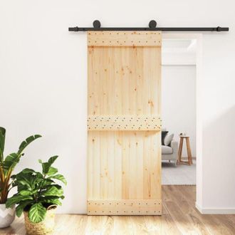 vidaXL Vidaxl - Puerta Corredera Con Herrajes Madera Maciza De Pino 85x210 Cm