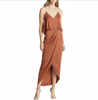 Shona Joy Womens Luxe Frill Tulip Hem Maxi Dress In Mocha