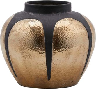 Schubiger M&ouml;bel Vase Gold-Schwarz Geh&auml;mmert H: 24 cm
