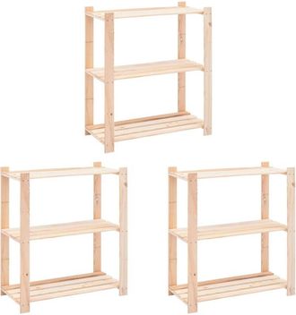 vidaXL 3-Tier Storage Racks 3 pcs 80x38x90 cm Solid Pinewood 150 kg Vidaxl