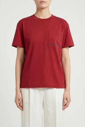 Brunello Cucinelli Red Relaxed Cotton Shirt, Size X-Small