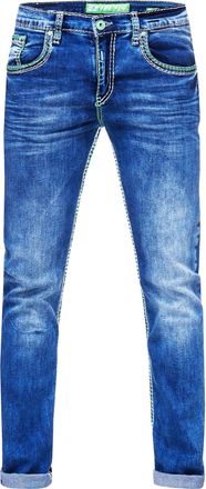 Rusty Neal Jeansbroek LEVIN met neongroene contrastnaad