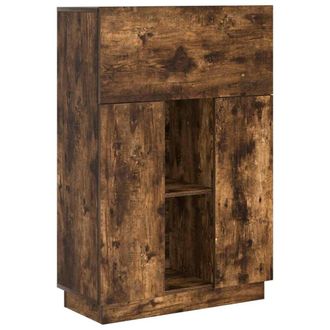 Berkfield Home Smoked Oak Writing Desk Smoked oak Engineered wood Standard in Brown