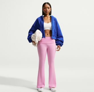 Nike Womens Nike Sportswear Chill Knit Mid-Rise Tight Ribbed Pants in Pink | IF0240-621