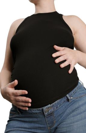 Nom Maternity The Tank Ruched Maternity Rib Tank in Black at Nordstrom, Size X-Small