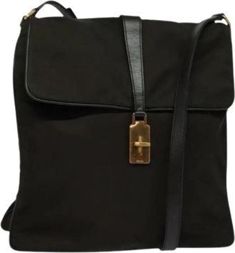 Prada Pre-owned Vintage Flap Messenger Bag - Dames - Vintage Schoudertas - Zwart - ONE Size - Leer - Vintage