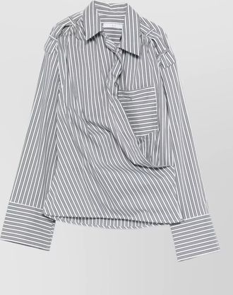 Iro lace striped cotton shirt collared neck