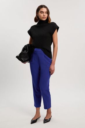 Karen Millen Womens Compact Essential Slim Leg Tailored Trouser - Blue - Size 12 UK