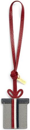 Thom Browne Present Leather Bag Charm in Light Grey at Nordstrom