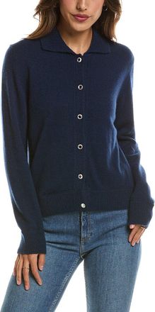 Fort&eacute; Cashmere Rib Trim Wool & Cashmere-Blend Polo Cardigan