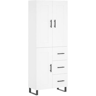 vidaXL Aparador Alto Madera Contrachapada Blanco 69,5x34x180 Cm Vidaxl