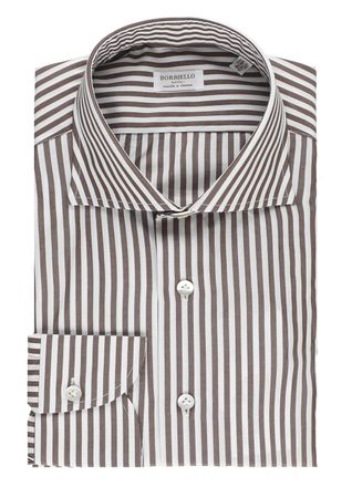 Borriello Brown Striped Cotton Casual Shirt