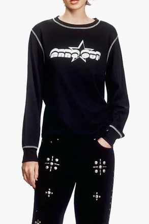 Anna Sui Logo Tees Thermal T-Shirt in Black at Nordstrom, Size Medium