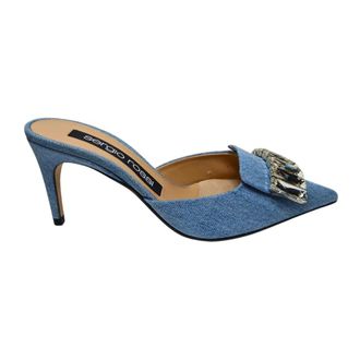 Sergio Rossi Schoenen, Dames, Blauw, 37 EU, Katoen, Sr Paris Mules