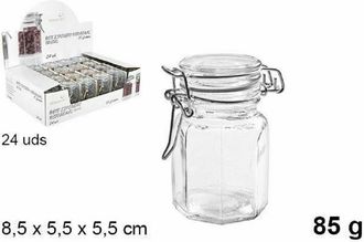 Trade Shop Trade Shop - Set 24 Pz Barattolo Ottagonale Vasetto Con Tappo Porta Spezie Vetro 85g 100827