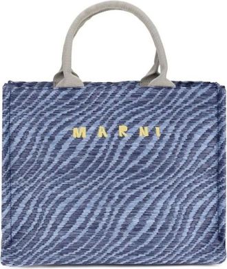 Marni Borsa Tote Piccola Effetto Rafia Ondulata - - Bags - Donna - Blu - ONE SIZE