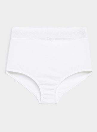 Miiyu Womens Lace trim stretch high-waist boyshort Organic cotton