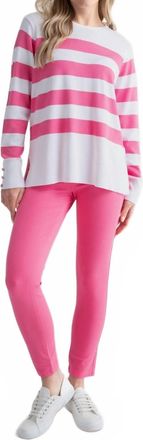 Marble Scotland Light Stripe Sweater In White/barbie Pink Striped