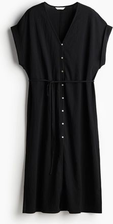 H&M Durchgeknöpftes Crêpe-Kleid - Schwarz