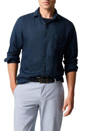 Rodd & Gunn Coromandel Button-Up Linen Shirt in Eclipse at Nordstrom, Size Xxx-Large