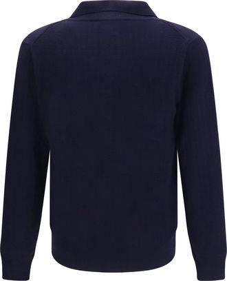 Brooksfield Mens Polo Collar Sweater Navy Fleece Wool Ovis Aries