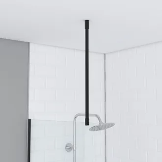 Aurlane Barra De Fijaci&oacute;n Al Techo Para Ducha A Ras De Suelo Negro 60cm Recortable