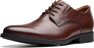 Clarks Mens, Whiddon Plain Toe Oxford, Mahogany Leather, 7.5 UK