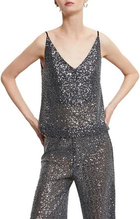 ottod'Ame Top With Sequins in Metallic Silver at Nordstrom, Size 44 It