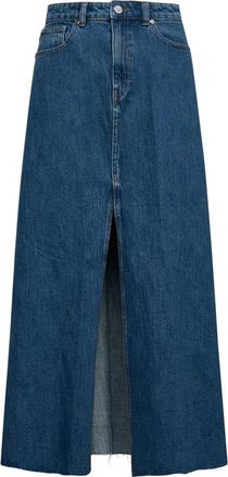 Silvian Heach Midi Denim Rok - Dames - Spijkerrokken - Blauw - W24 - Denim - Rokken