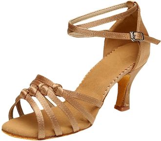 Generic Ladies Sandals Wide Fit Womens Slip on Sandles Sandals For Womens Latin Dance High Heels Shoes Heeled Ballroom Tango Sequin Dance Shoes Girls White Sa