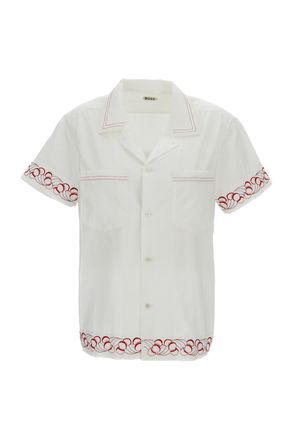 Bode White Cherry Lane Embroidered Shirt