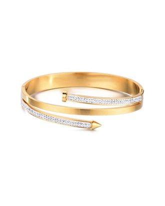 Adornia Adornia 18K Plated Stainless Steel Cz Tarnish-Resistant Chunky Nail Bangle Bracelet