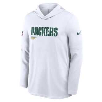 Nike Green Bay Packers Pure Fury Sideline Nike Mens Dri-FIT NFL Long-Sleeve Hooded Top in White | 03B910A7T-P8B
