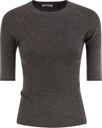 Brunello Cucinelli Maglione a coste - Grigio