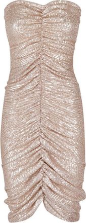 Norma Kamali Strapless Shirred Midi Dress - Beige